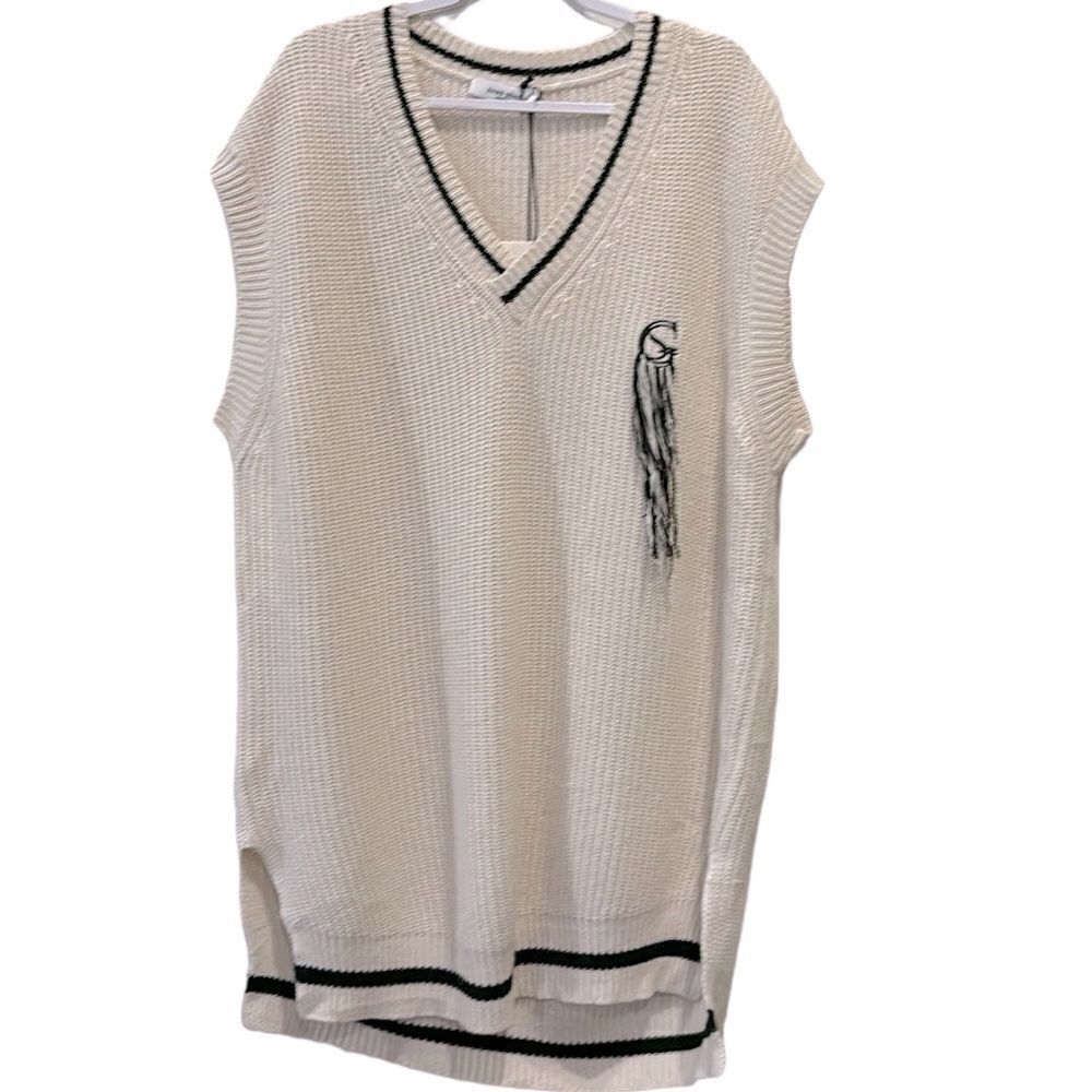 NWT Sans Gene OVERSIZED KNIT VEST Medium Embroidered Wool Cashmere Blend‌ Dress - Picture 3 of 16
